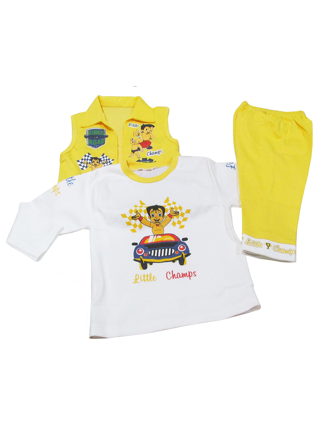 BAESD Infant Boys Chota Bheem Printed T-shirt with Trousers & Jacket