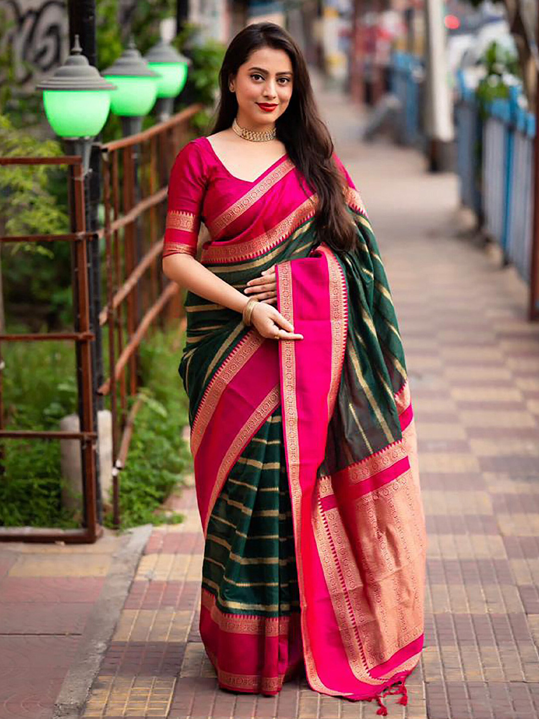 Anjaneya Sarees Woven Design Zari Banarasi Saree