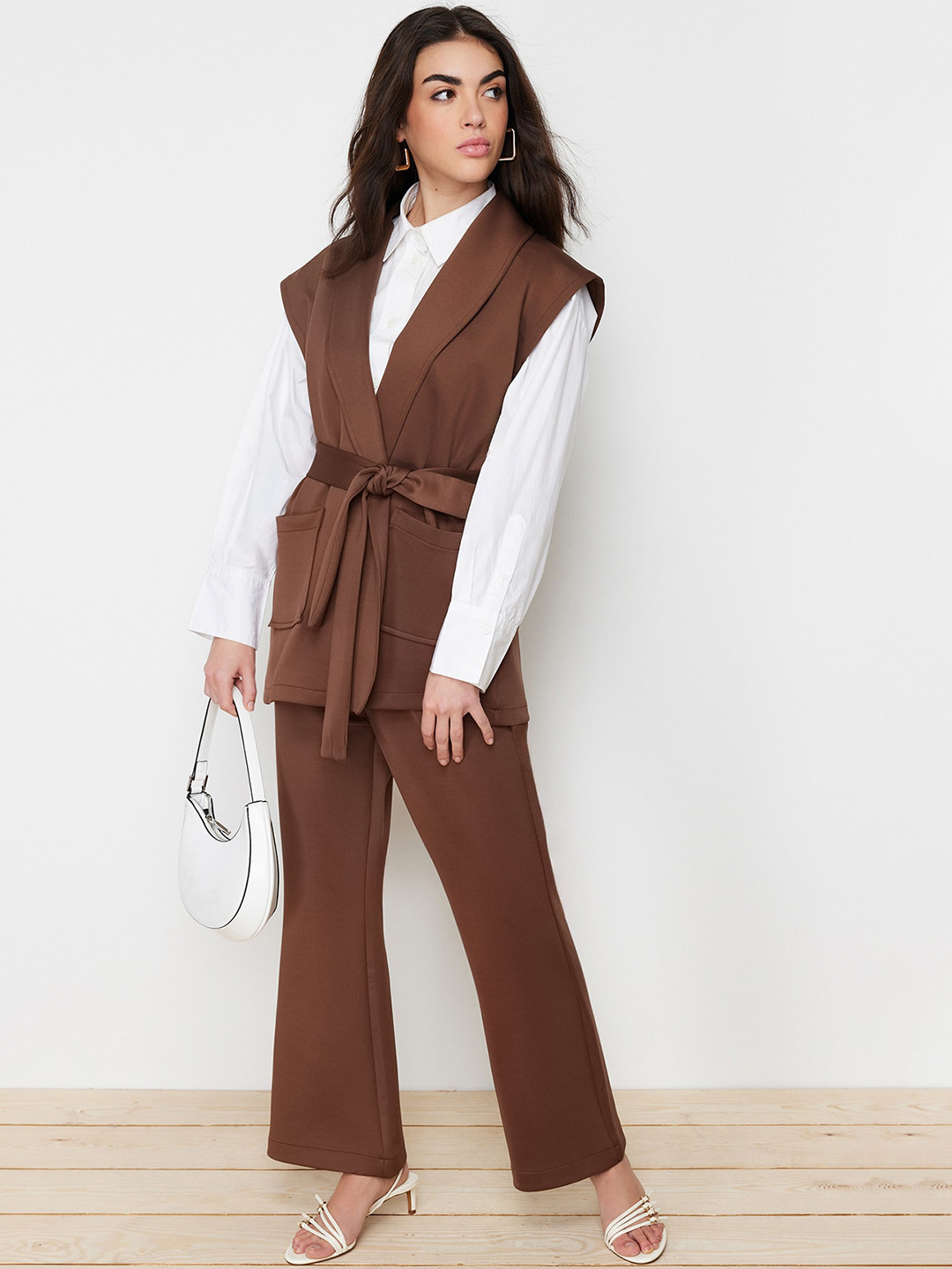 Trendyol Sleeveless Shrug & Trousers Co-Ords