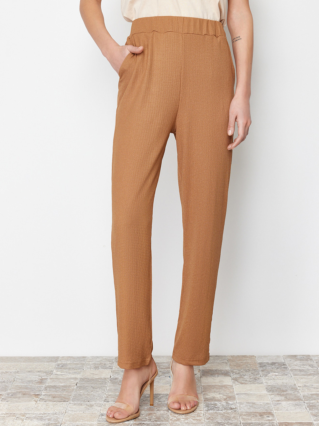 Trendyol Self Design Coat With Trouser Co-Ords