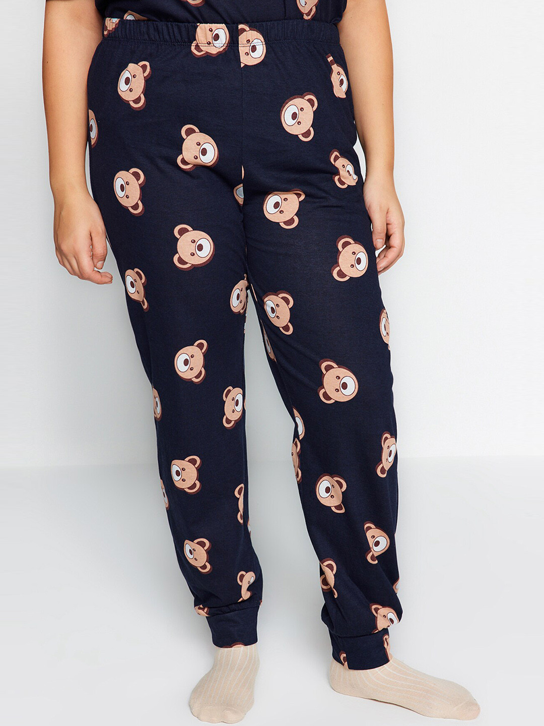 Trendyol Plus Size Conversational Printed Cotton Night Suit