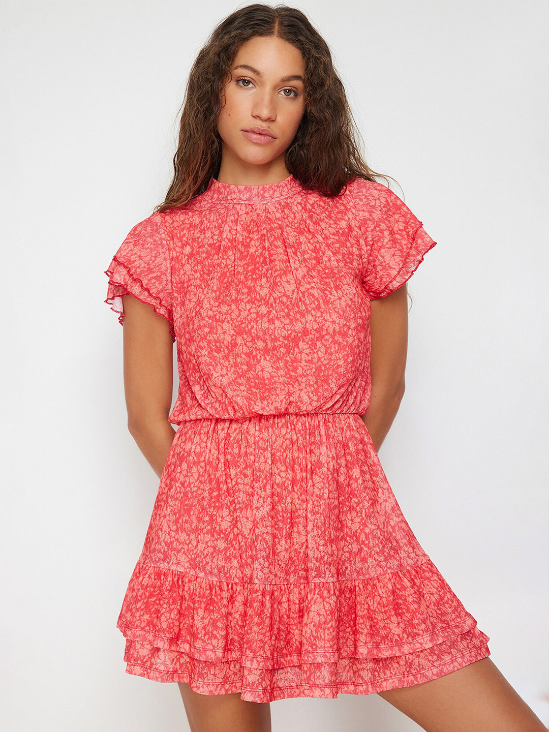 Trendyol Women Fit & Flare Flutter Sleeve Mini Dress