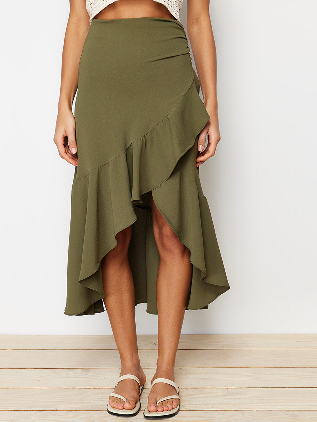 Trendyol Frill Detail Flared Midi Skirt