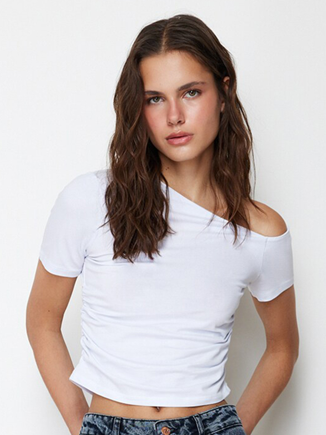 Trendyol One Shoulder Fitted Crop Top
