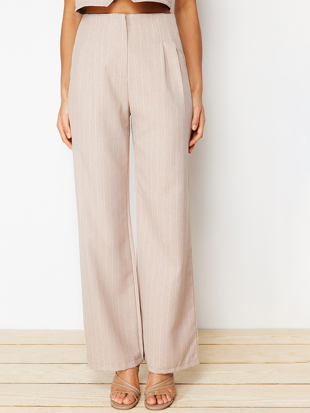 Trendyol Women Striped Parallel Trousers
