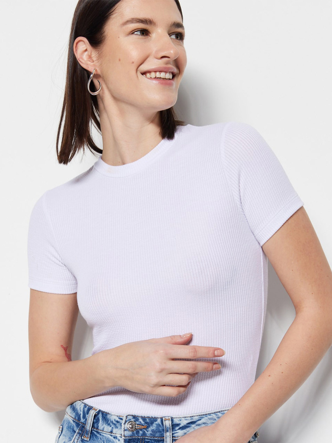 Trendyol Self Design Short Sleeves Top