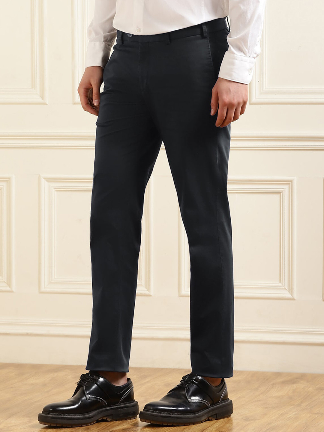 Hiltl Men Mid Rise Cotton Formal Trousers