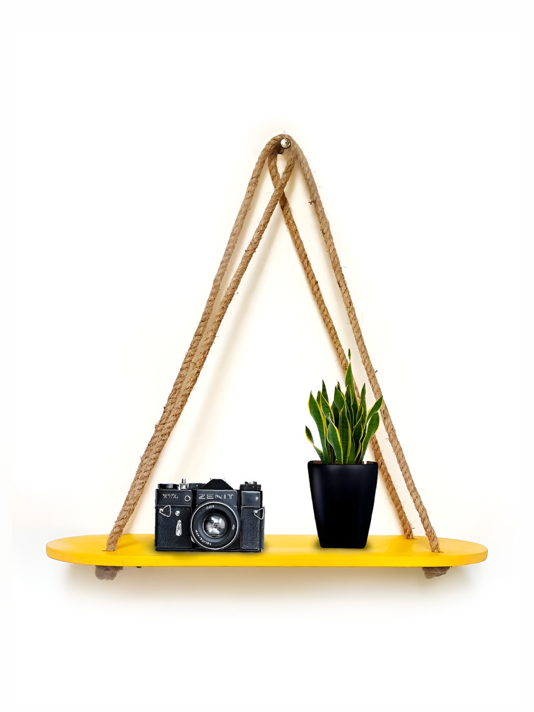 VAH Kya Bat Hai !! Yellow & Brown Floating Hanging Wall Shelf