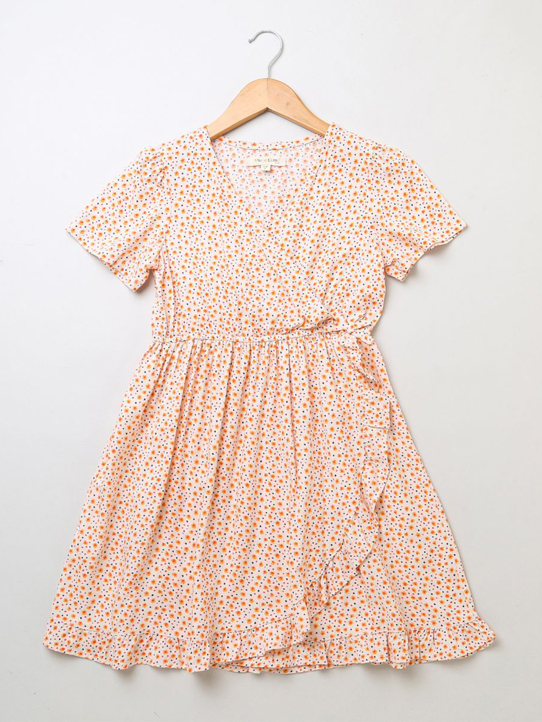 Sweetlime By AS Girls Floral Printed Wrap Dress