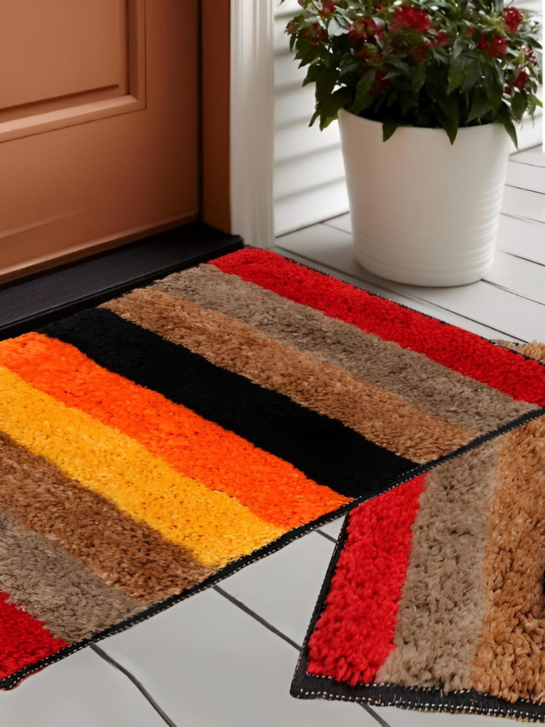 Bajo's Set of 2 Brown & Orange Anti Skin Doormat