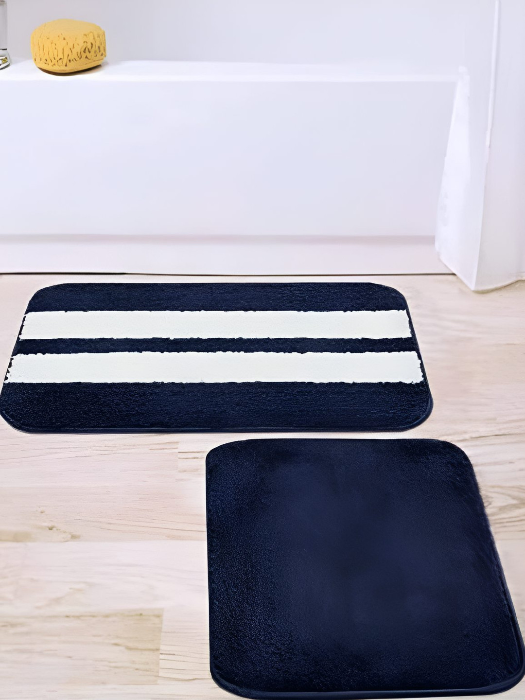 Bajo's 2-Pcs Blue & White Striped Anti-Skid Doormats