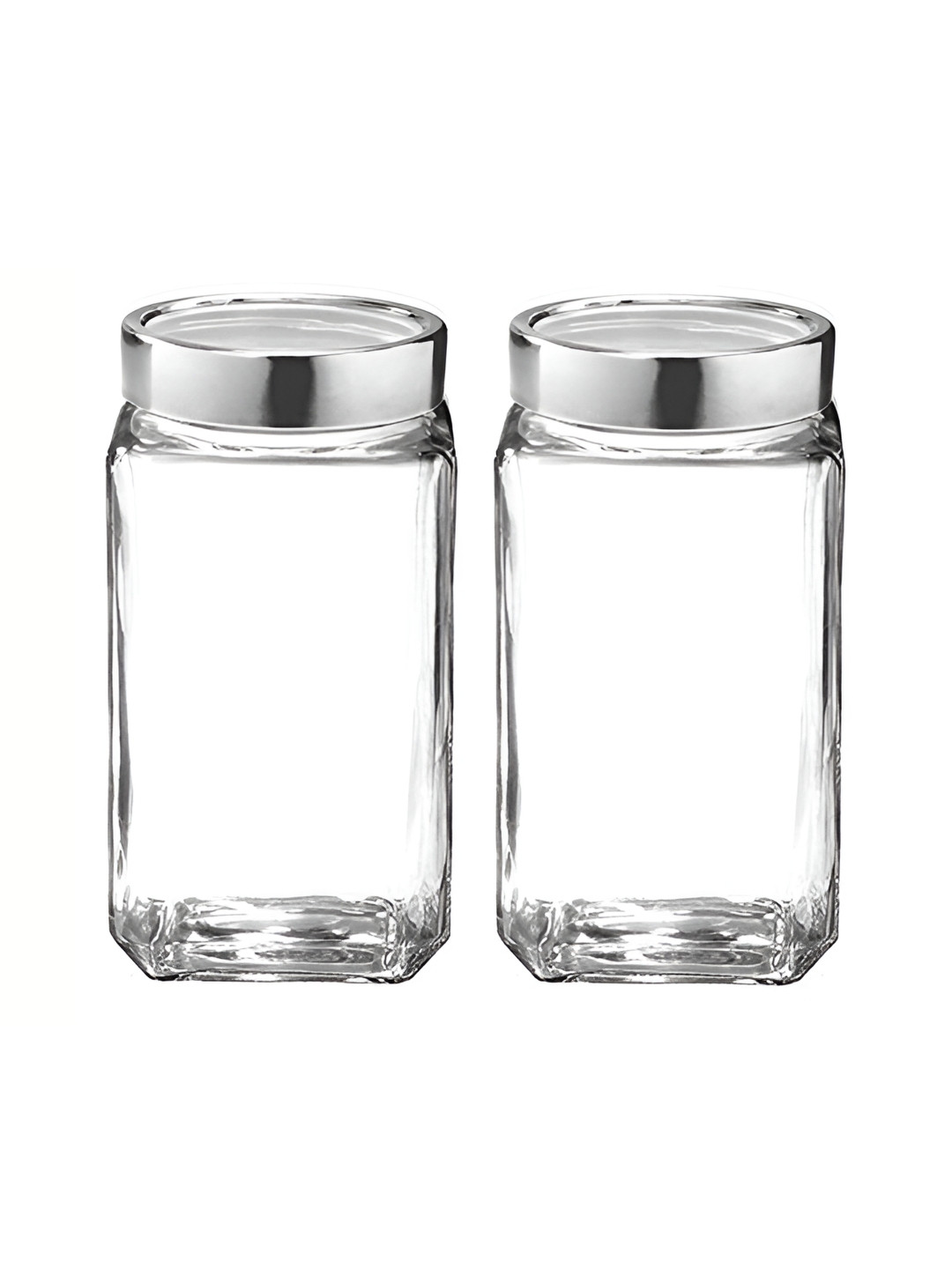Coozico Transparent Glass Dishwasher Safe 2 Piece Screw Top Jar-1L