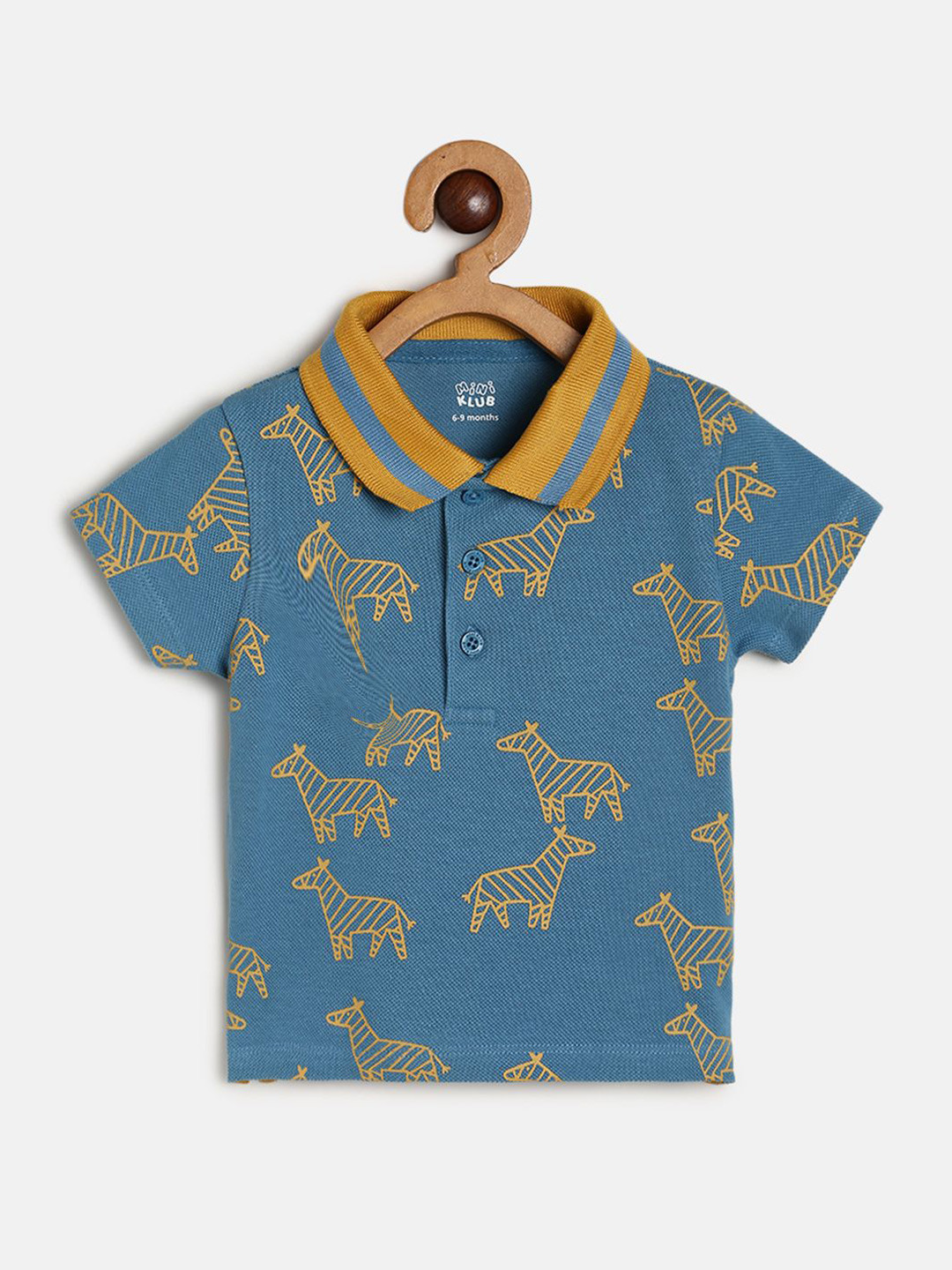 MINI KLUB Boys Graphic Printed Polo Collar Cotton T-shirt