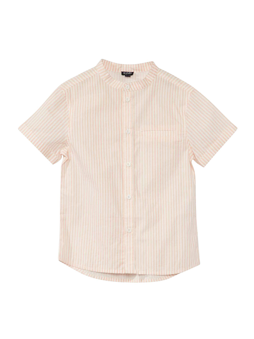 KIABI Boys Mandarin Collar Short Sleeves Regular Fit Cotton Casual Shirt