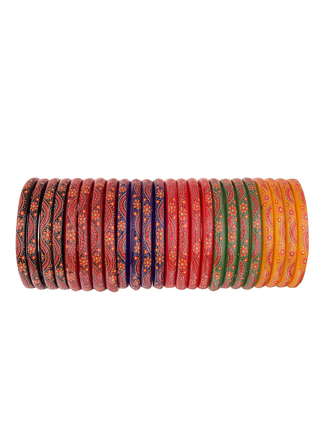 NMII Set Of 24 Printed Glass Bangles