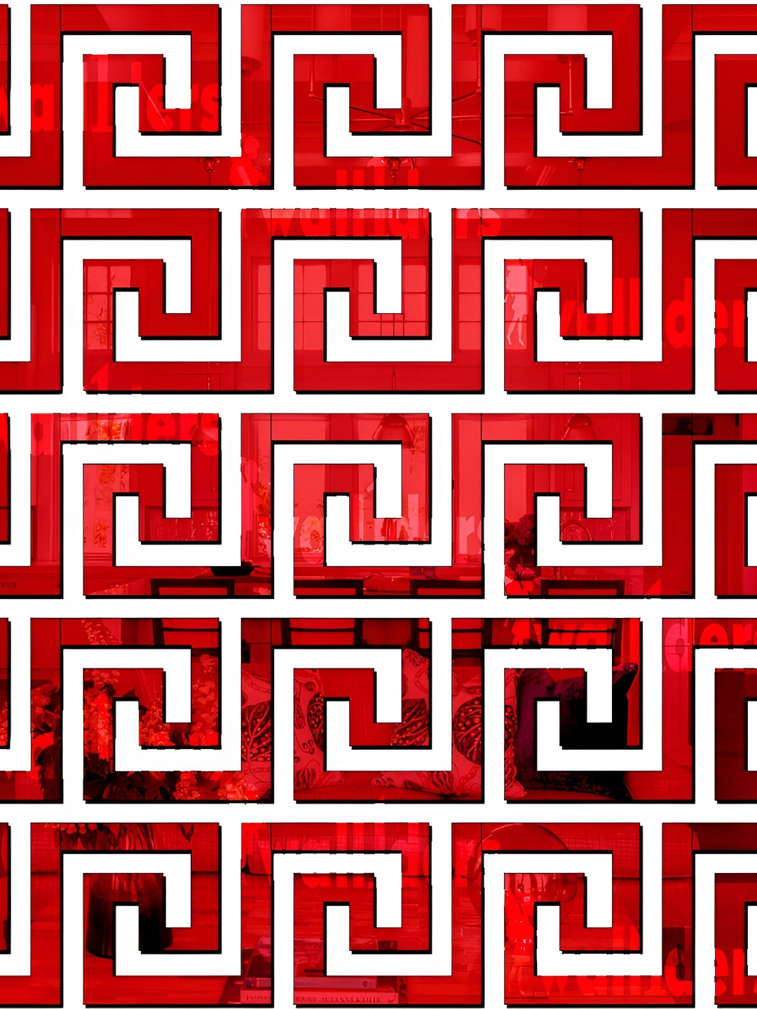 Wall1ders Red 25 Pieces Geometric Shape Self-Adhesive 3D Acrylic Mirror Wall Stickers