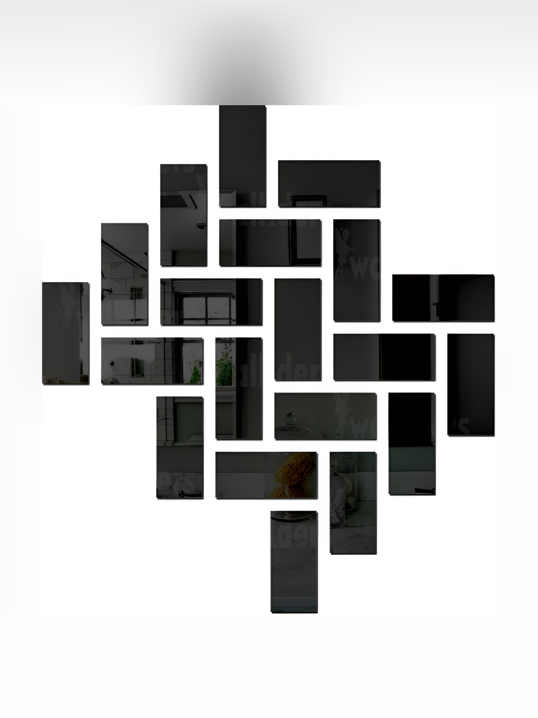 Wall1ders Black 20 Pcs Rectangle Mirror Wall Stickers
