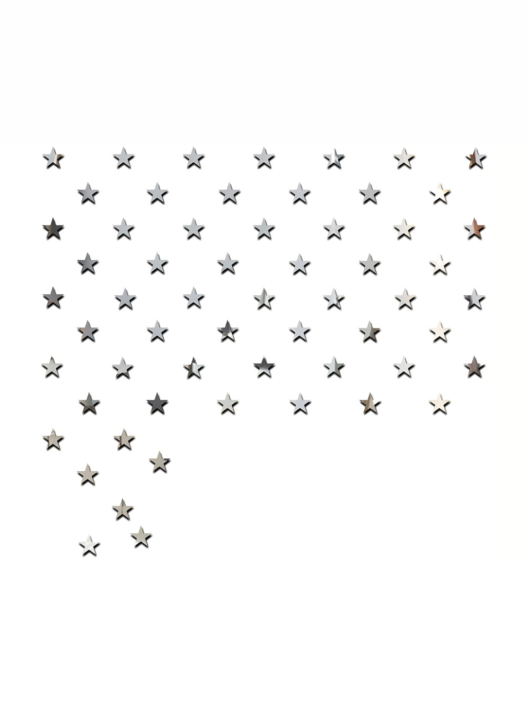 Wall1ders Silver Toned 50 Pieces Star-shaped 3D Acrylic Mirror Wall Stickers