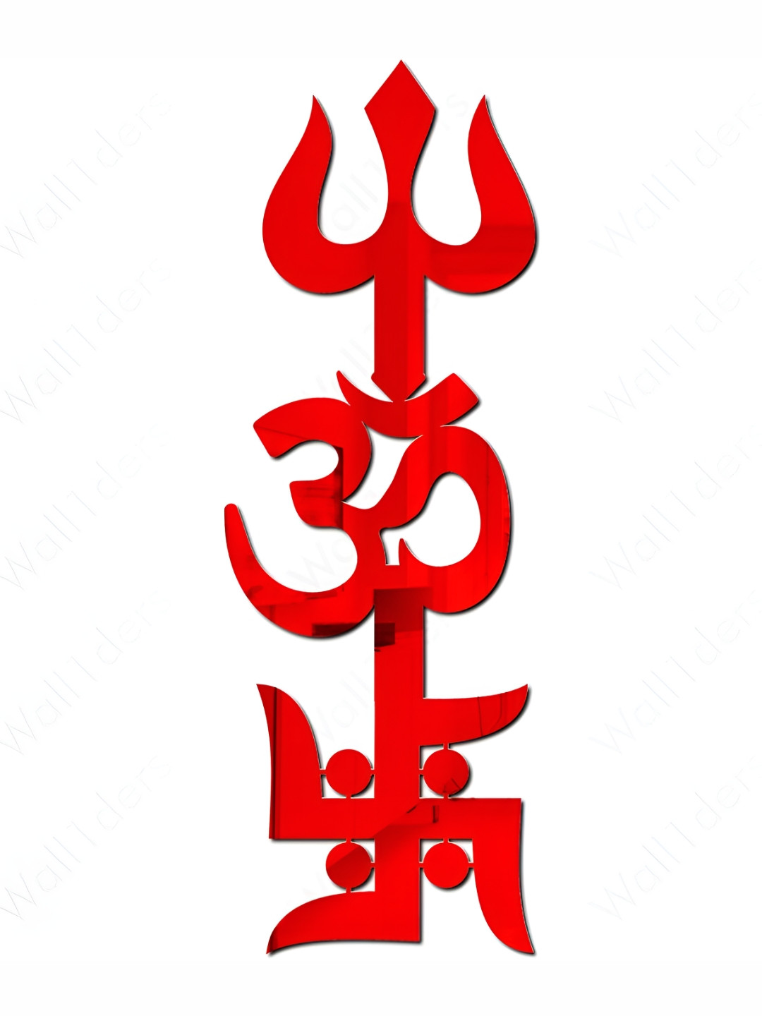 Wall1ders Trishakti Red Mirror Wall Stickers