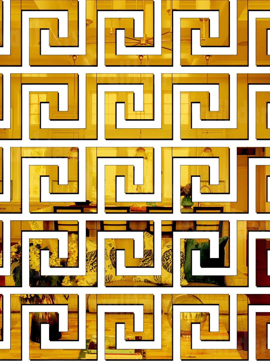 Wall1ders Gold-Toned 25 Pcs New Geometric 3D Mirror Wall Stickers