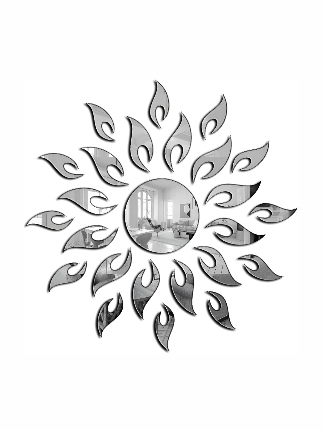 Wall1ders Grey Acrylic 3D Sun Wall Stickers