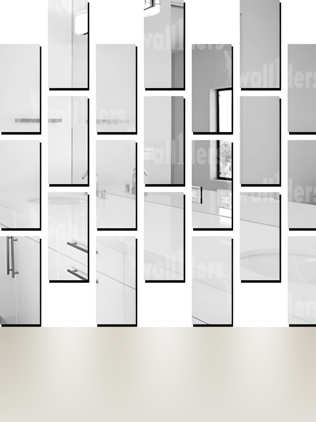 Wall1ders Silver-Toned 24-pcs Rectangle-shaped 3D Acrylic Mirror Wall Stickers