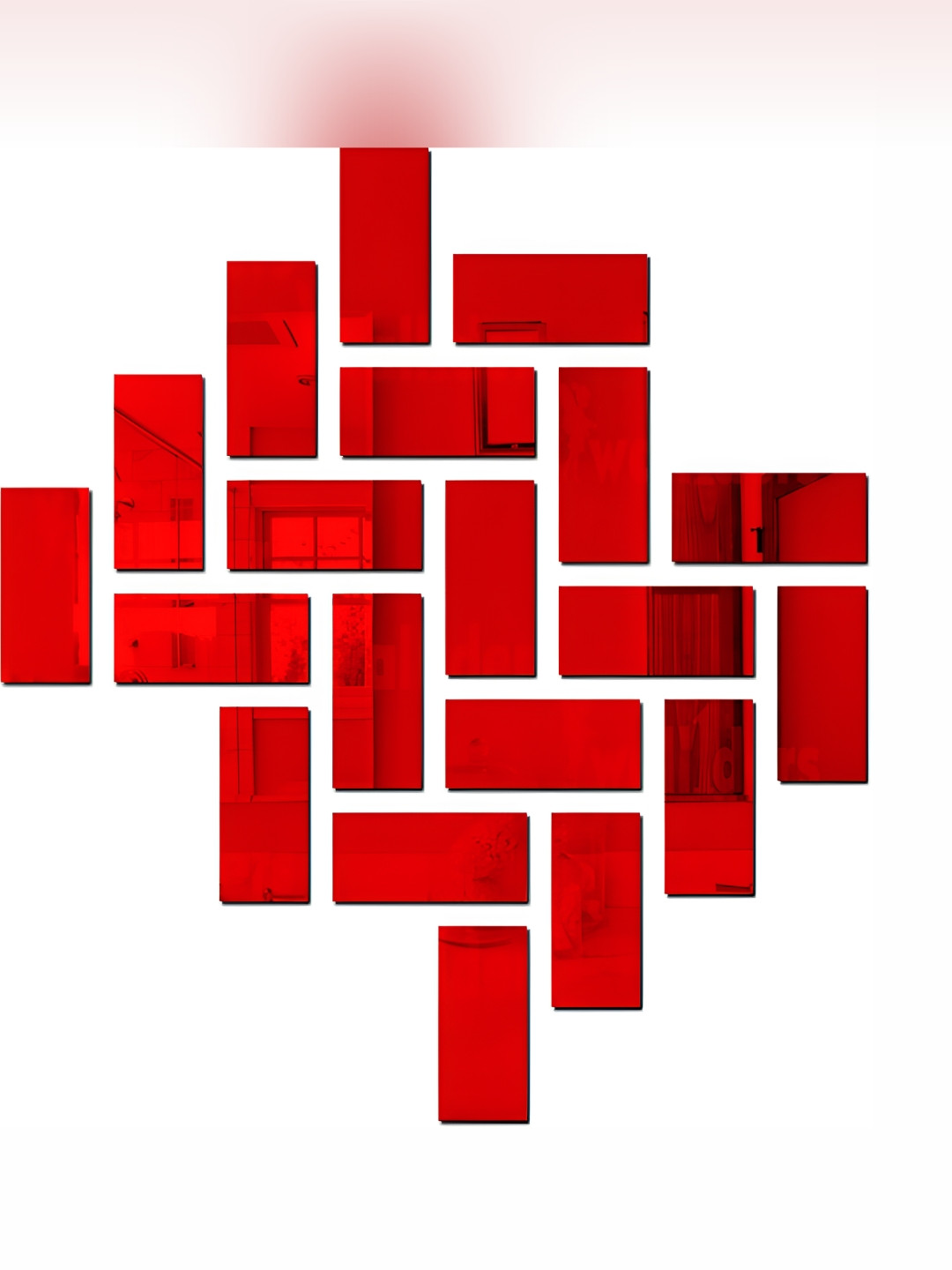Wall1ders Red 20 Pcs Acrylic 3D Rectangle Wall Stickers