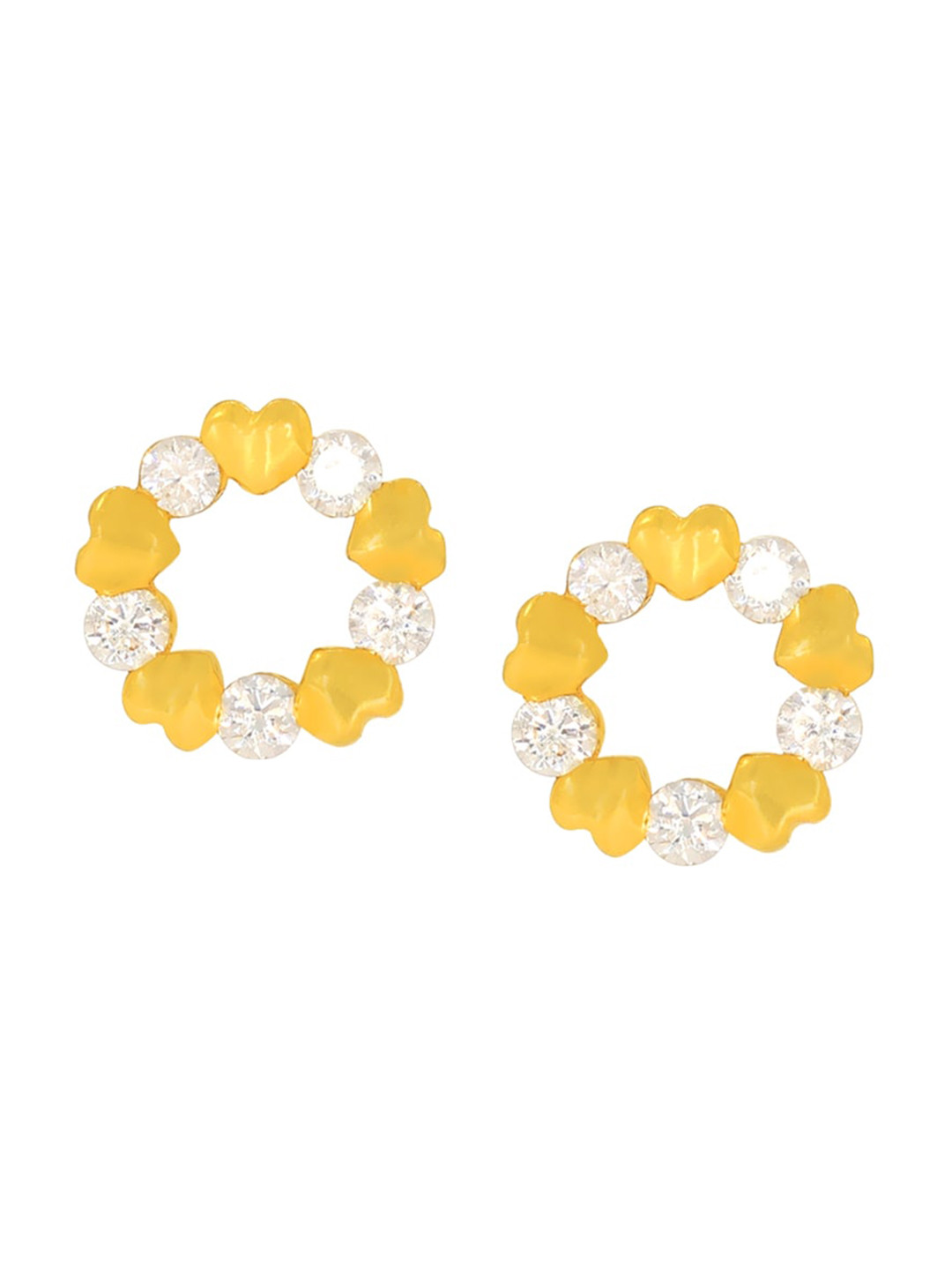 BHIMA 22K Hallmark 916 Purity Yellow Gold Round Stone Stud