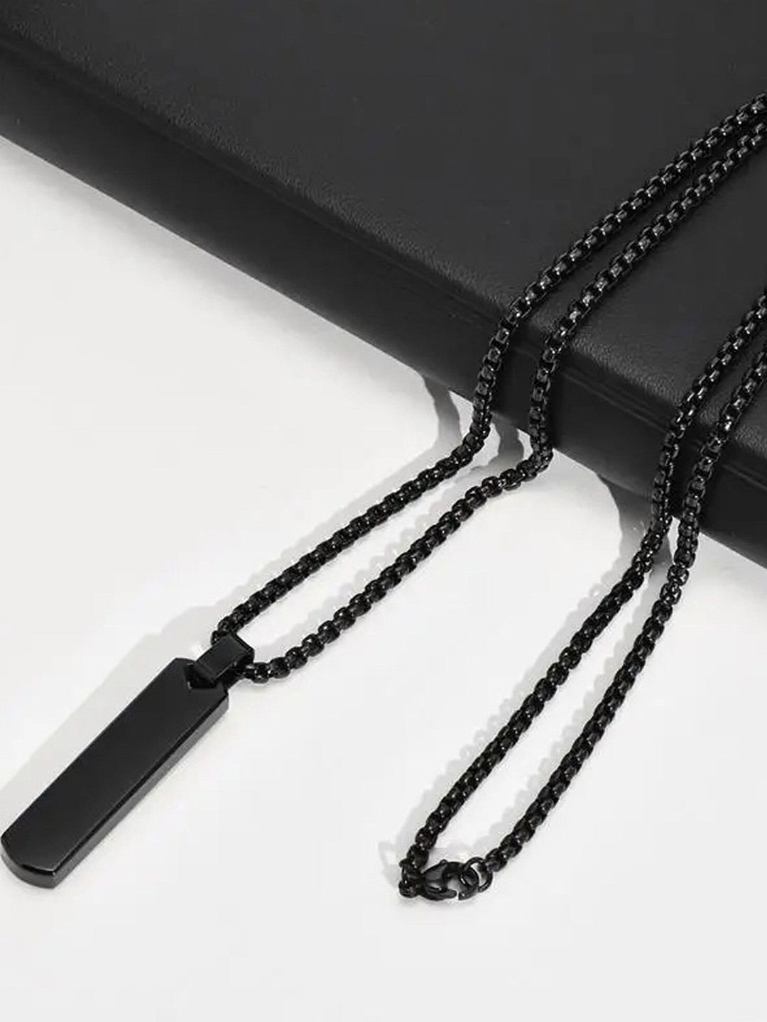 Fashion Frill Men Bar-Shaped Pendant With Chain