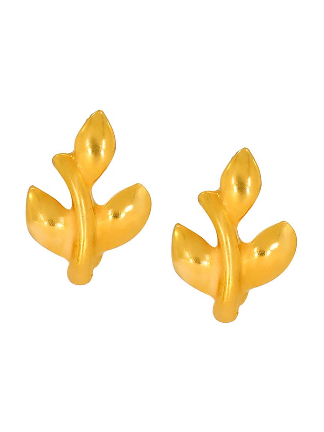 BHIMA 22K Hallmark 916 Purity Yellow Gold Moulding Leaf Stud