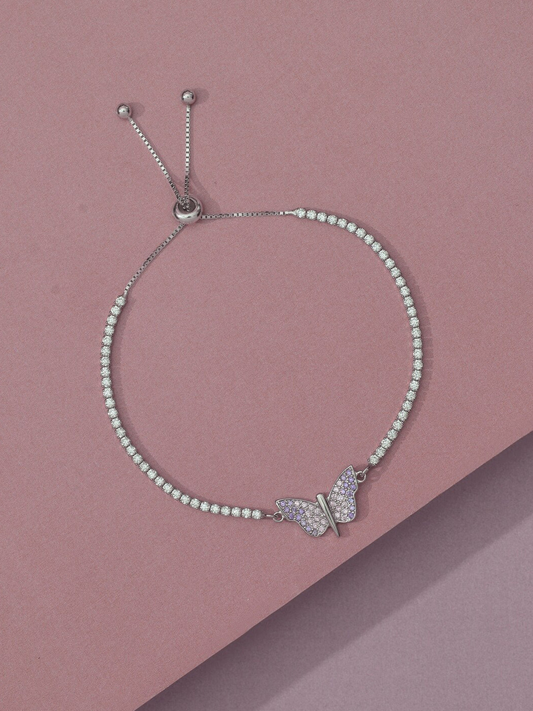 Ornate Jewels 925 Sterling Silver American Diamond Butterfly Bracelet