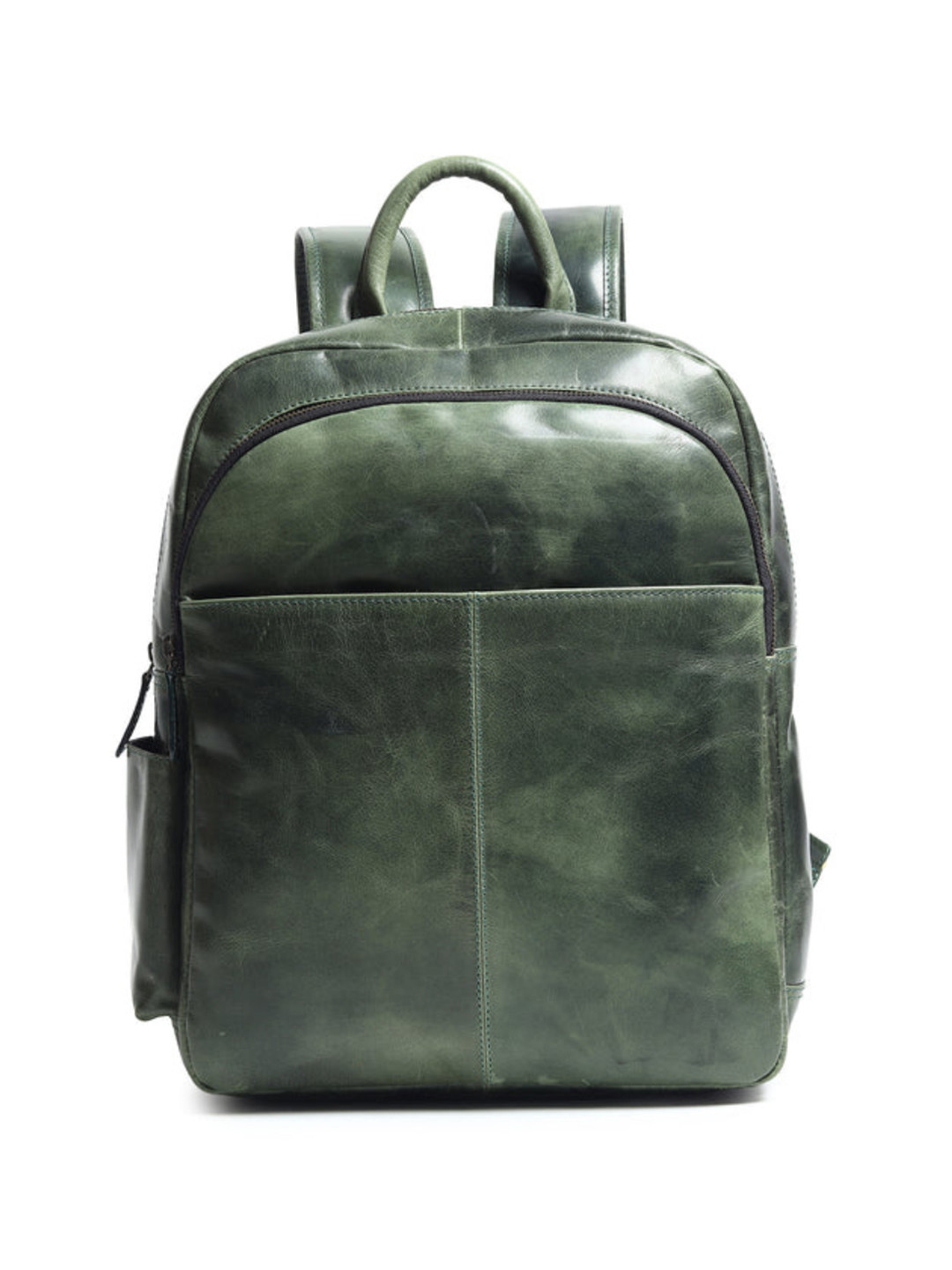 MaheTri Men Green Textured Luxury Italian Leather Laptop Backpack