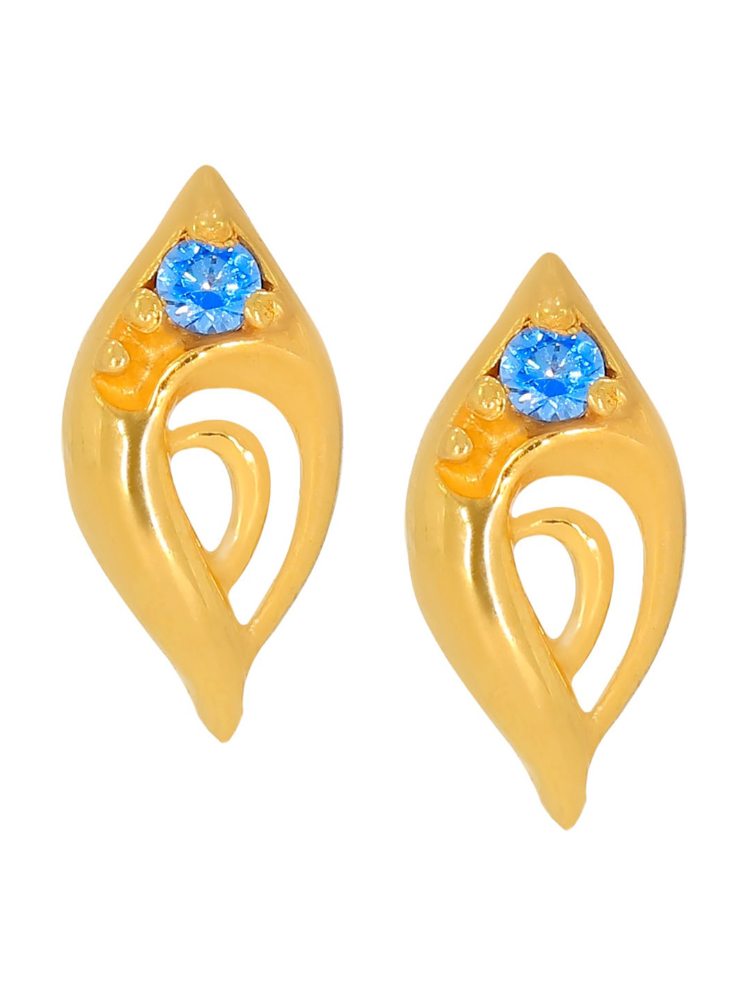 BHIMA 22K Hallmark 916 Purity Yellow Gold Molding Stone Stud