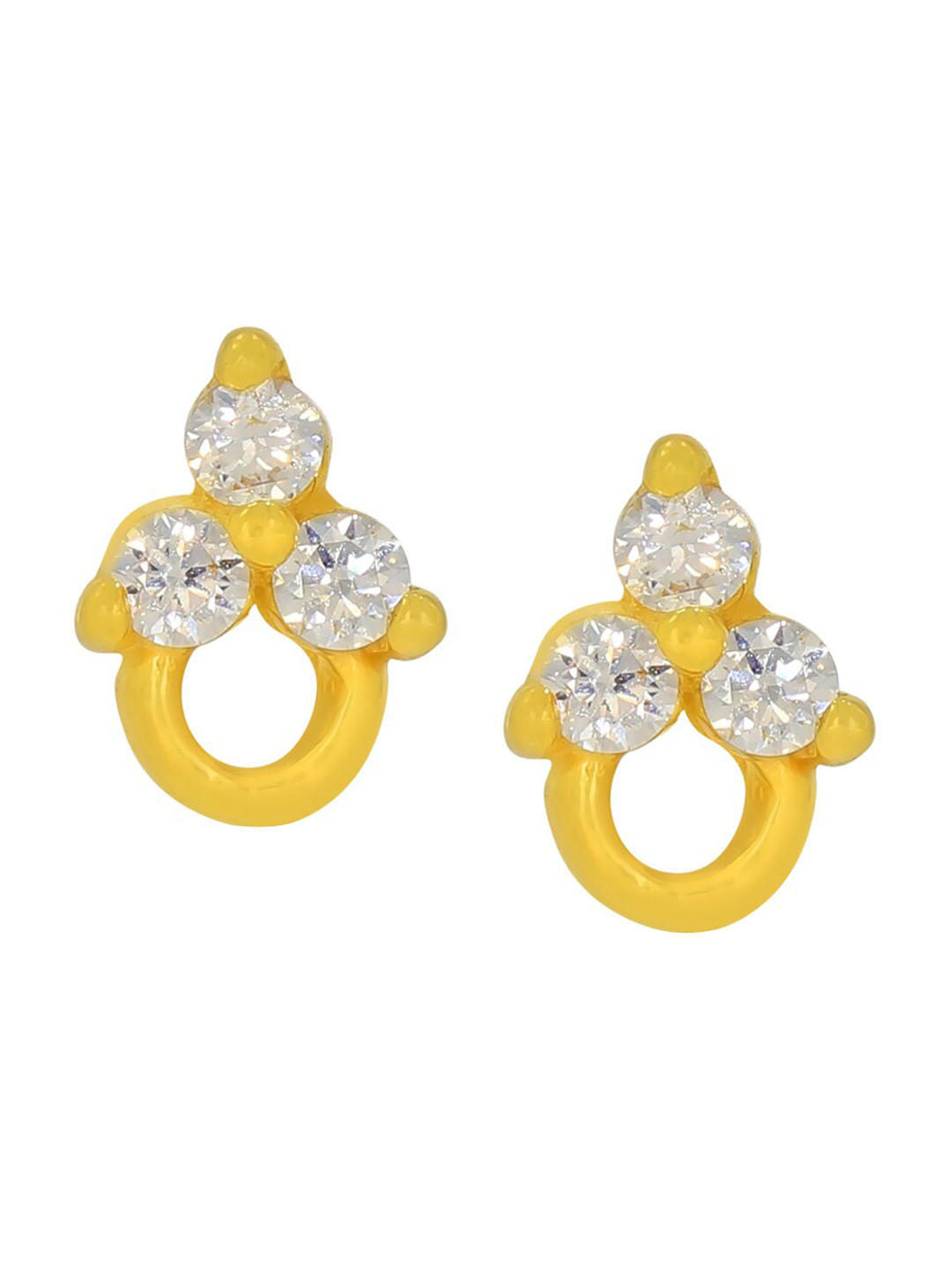 BHIMA Jewels 22K Hallmark 916 Purity Yellow Gold 3 Stone Studs