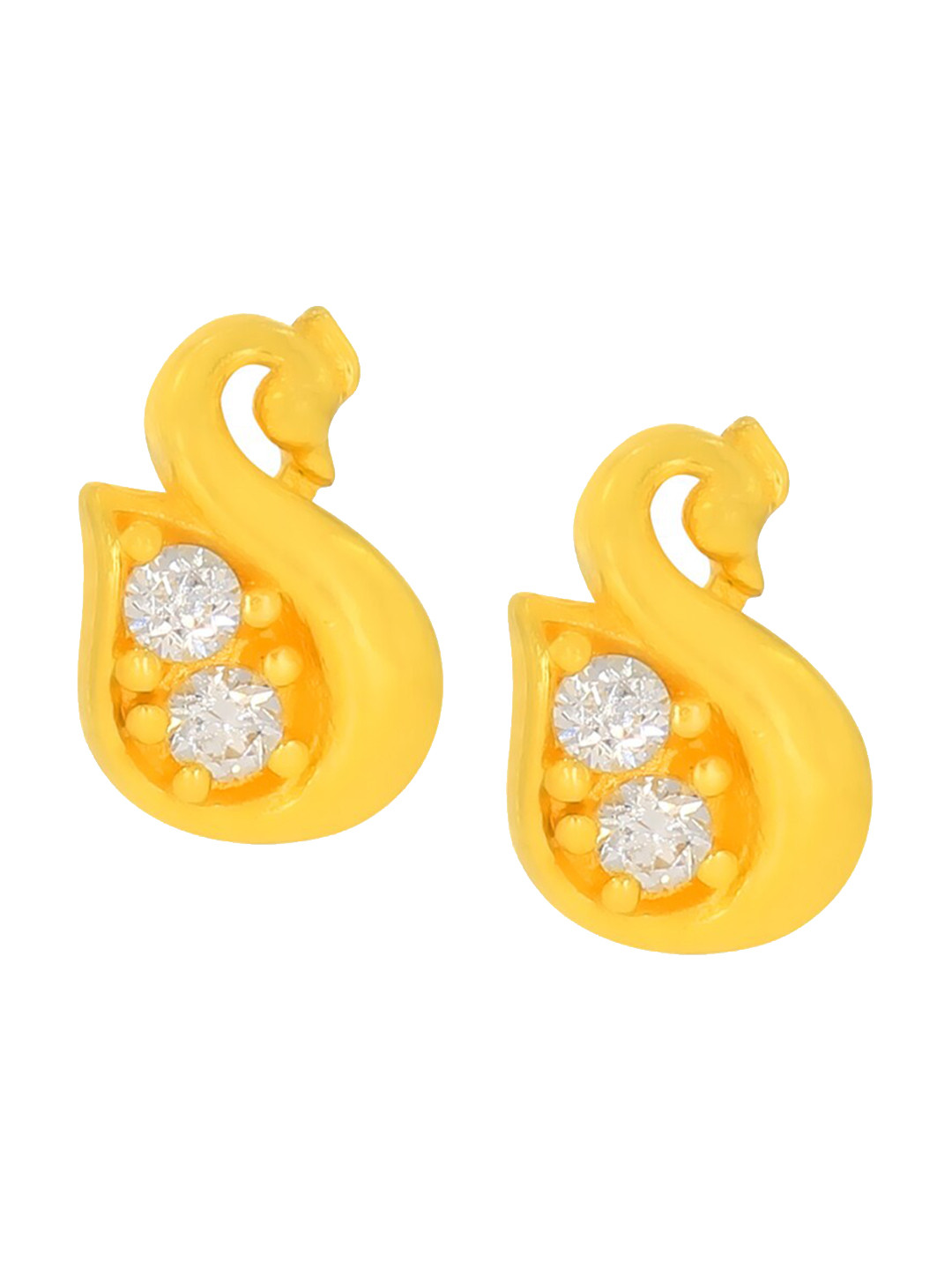 BHIMA 22K Hallmark 916 Purity Yellow Gold Swan Stone Stud