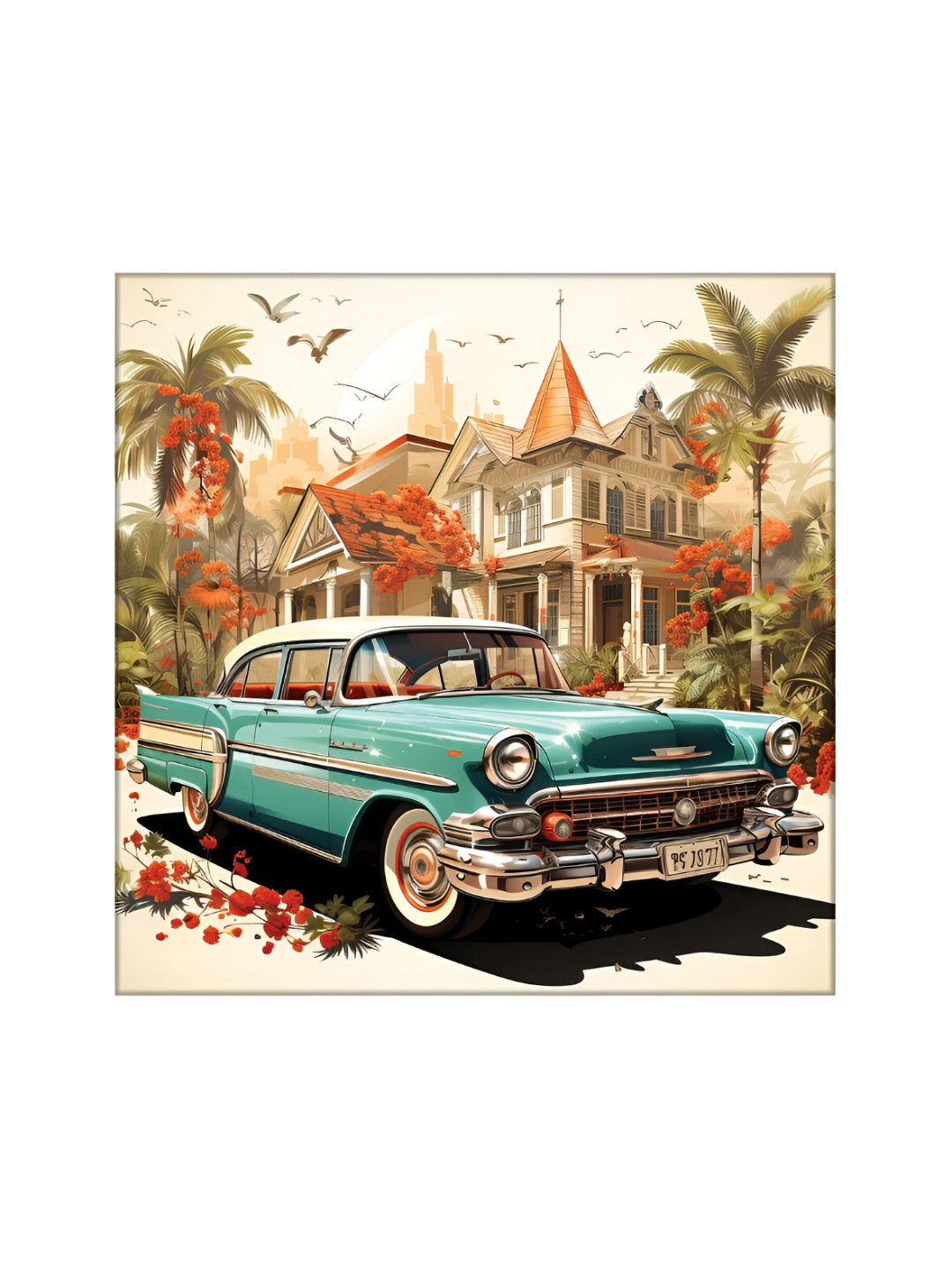 OLIVE TREE Green & Blue Painting Wall Art