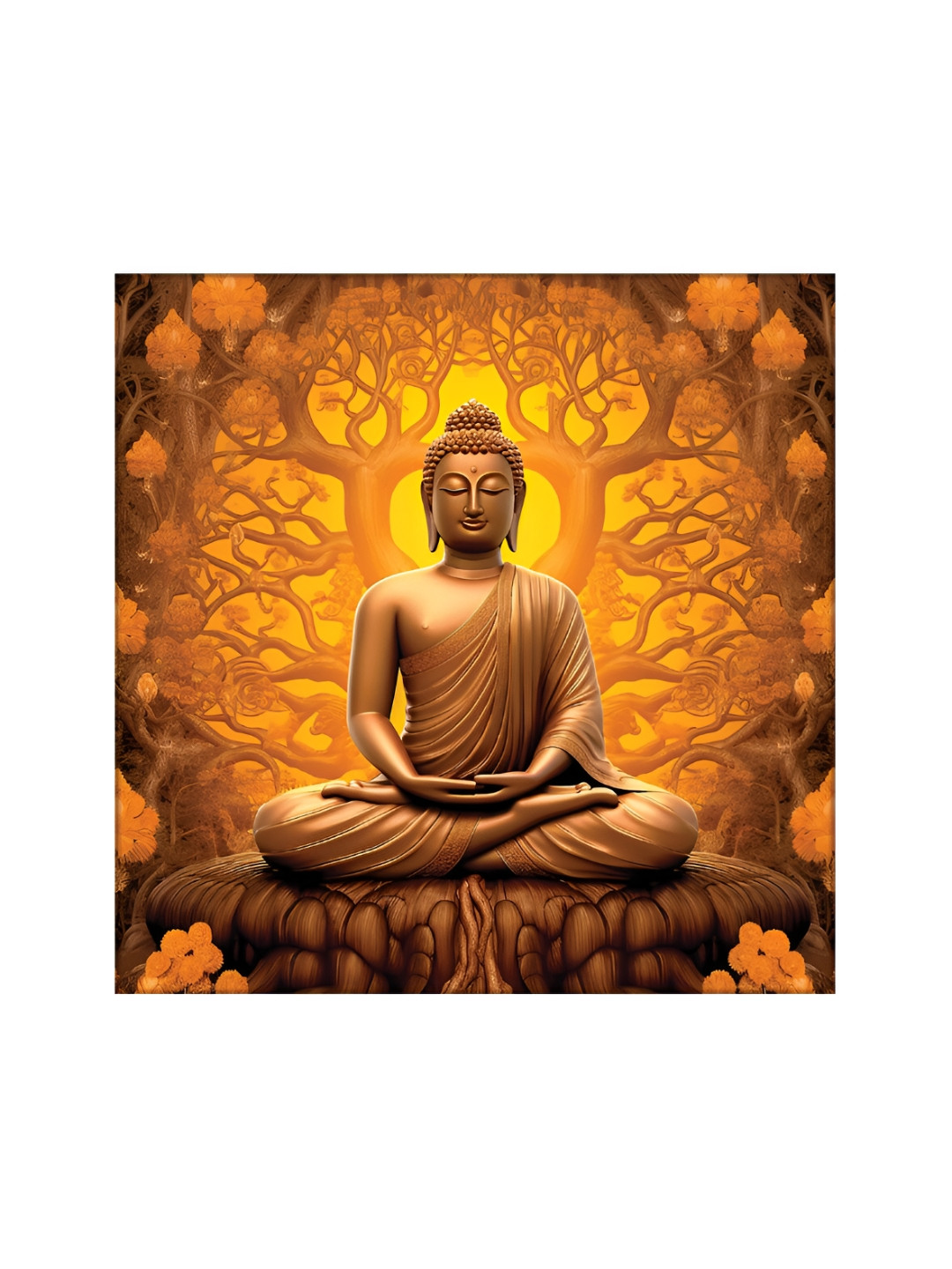 OLIVE TREE Orange & Gold-Toned Religious Painting Wall Art