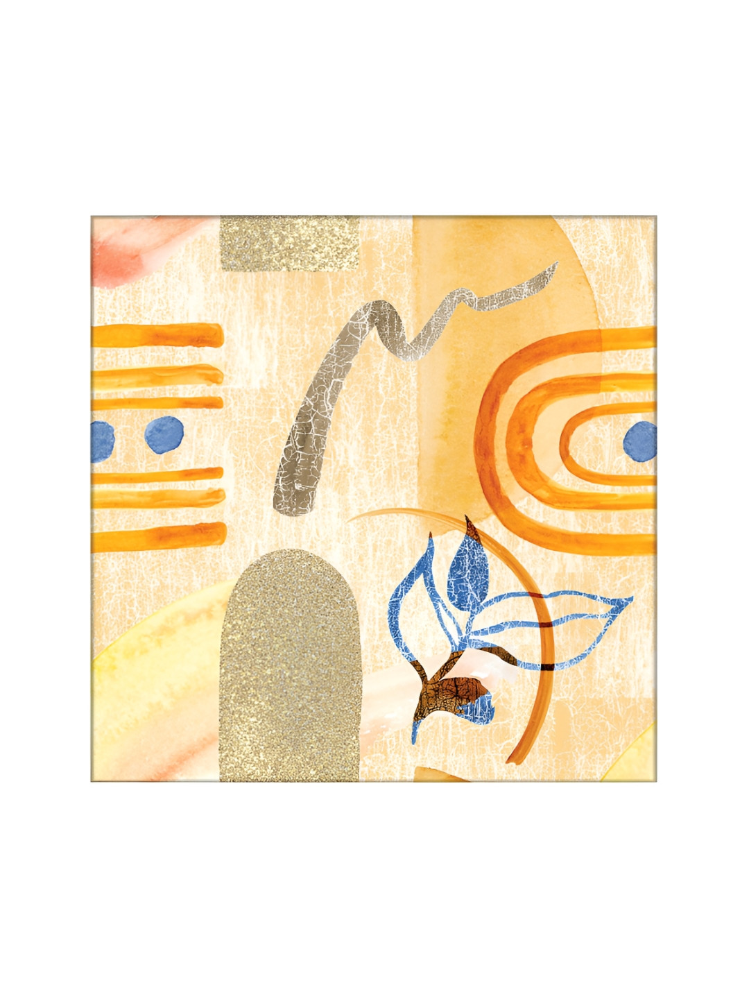 OLIVE TREE Beige & Orange Abstract Canvas Panting Wall Art