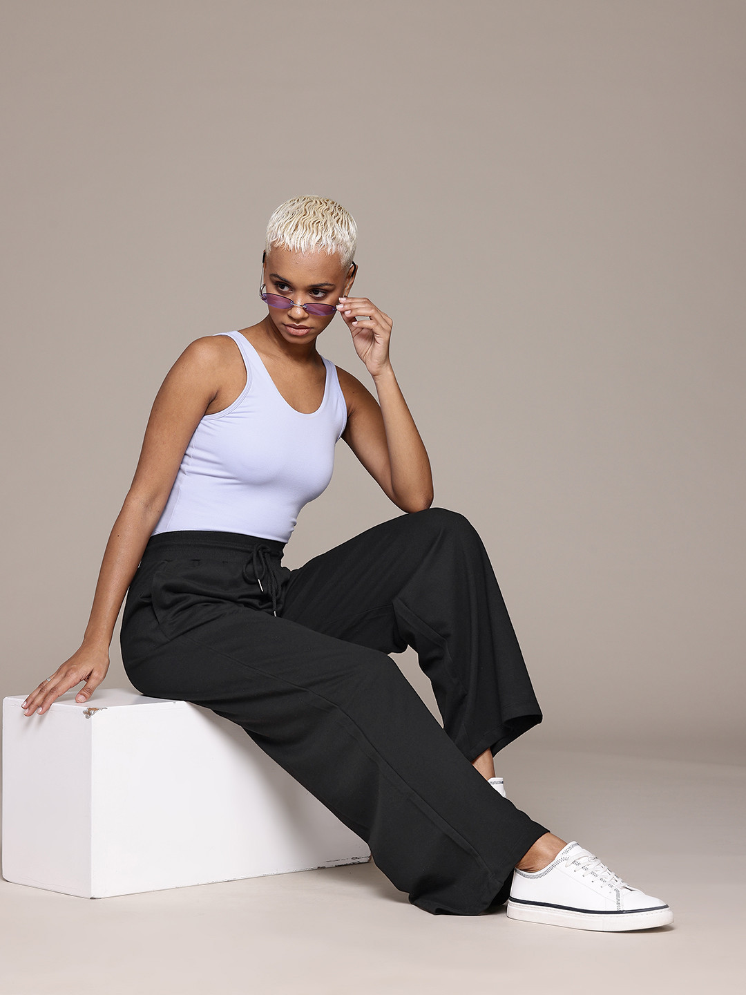 The Roadster Lifestyle Co. Women Wide Leg Knit Trousers
