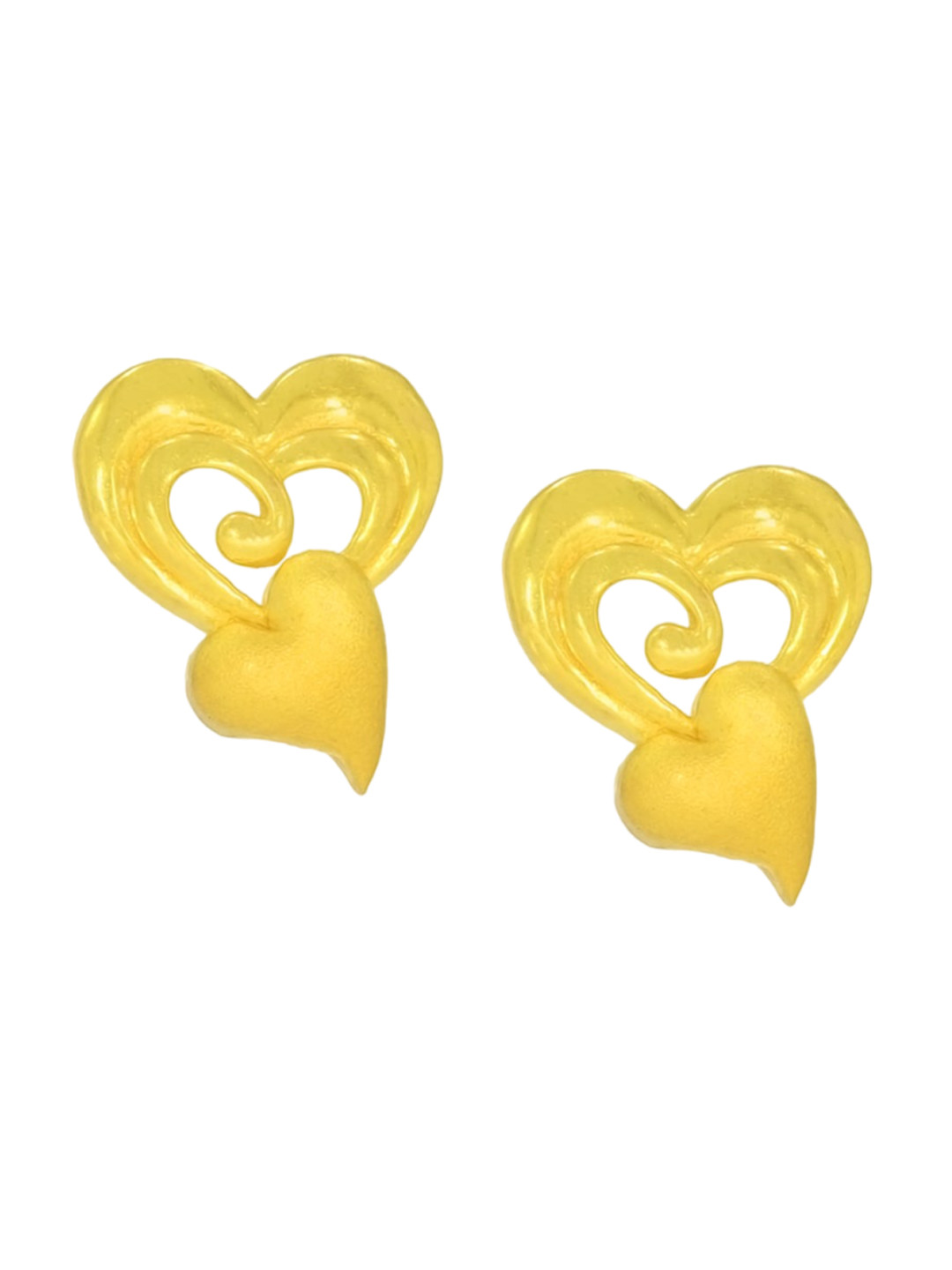 BHIMA 22K Hallmark 916 Purity Yellow Gold Molding Heart With Out Stone