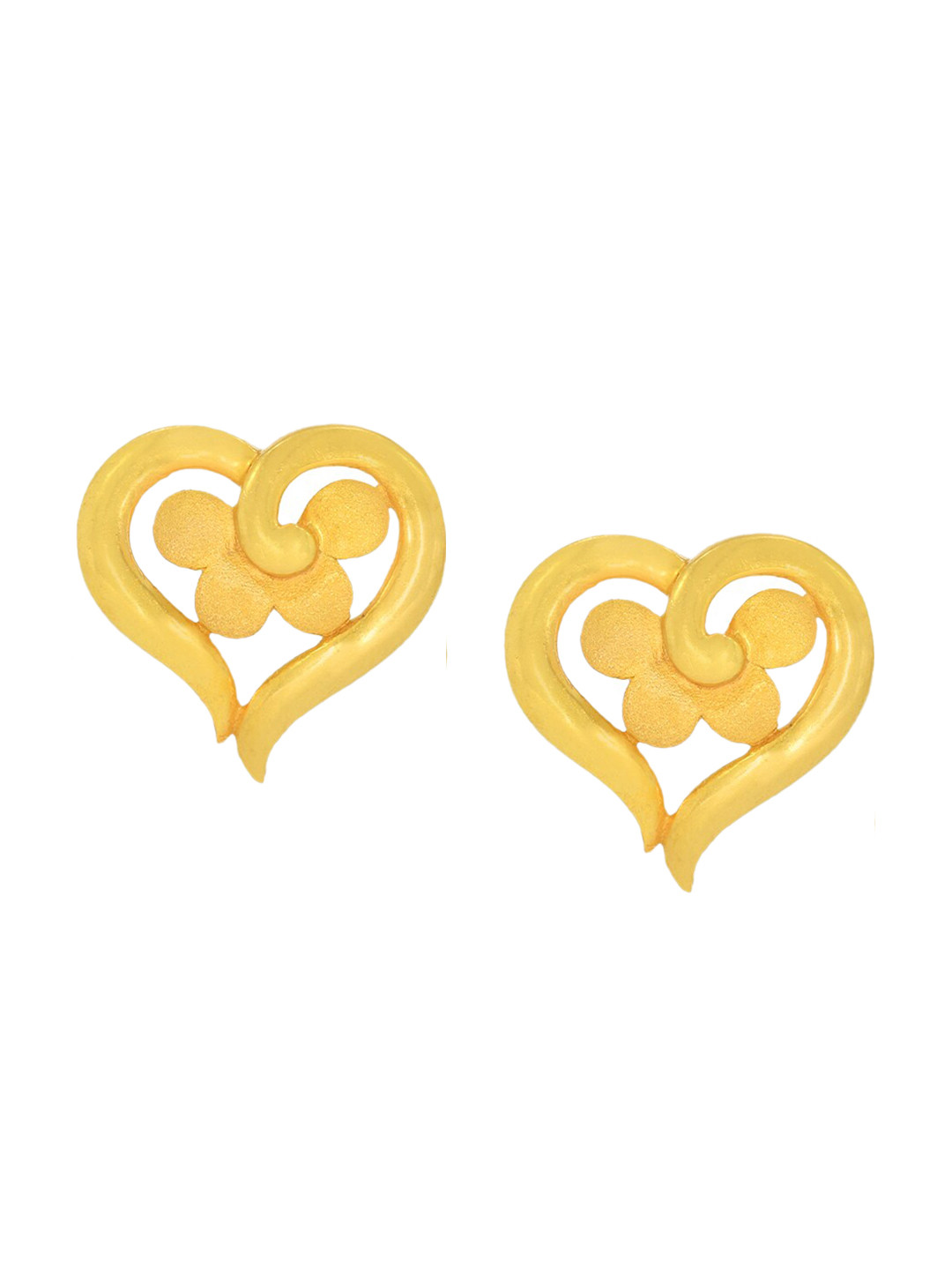 BHIMA 22K Hallmark 916 Purity Yellow Gold Molding Heart  Stud