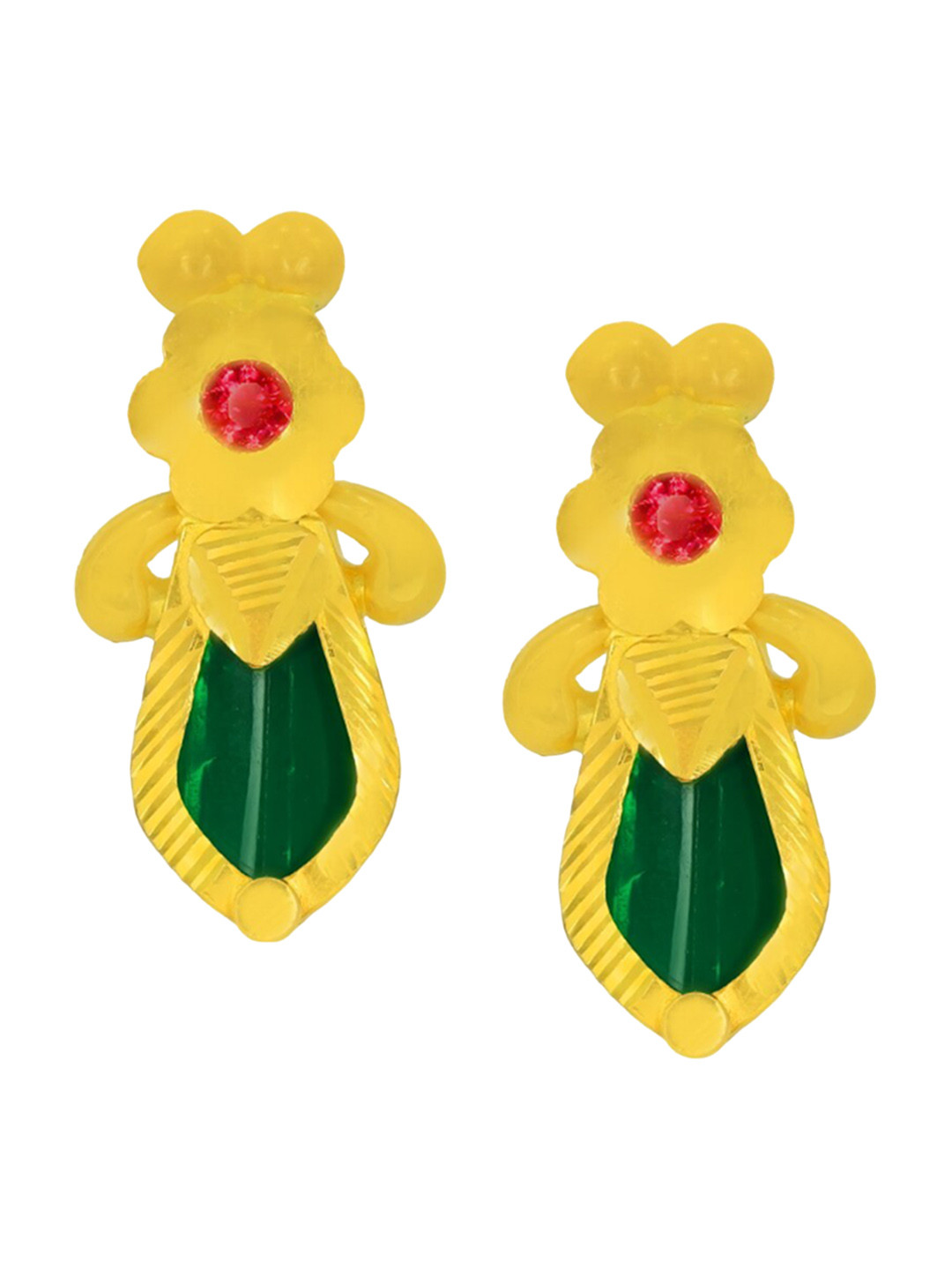BHIMA 22K Hallmark 916 Purity Yellow Gold Nagapadam Studs