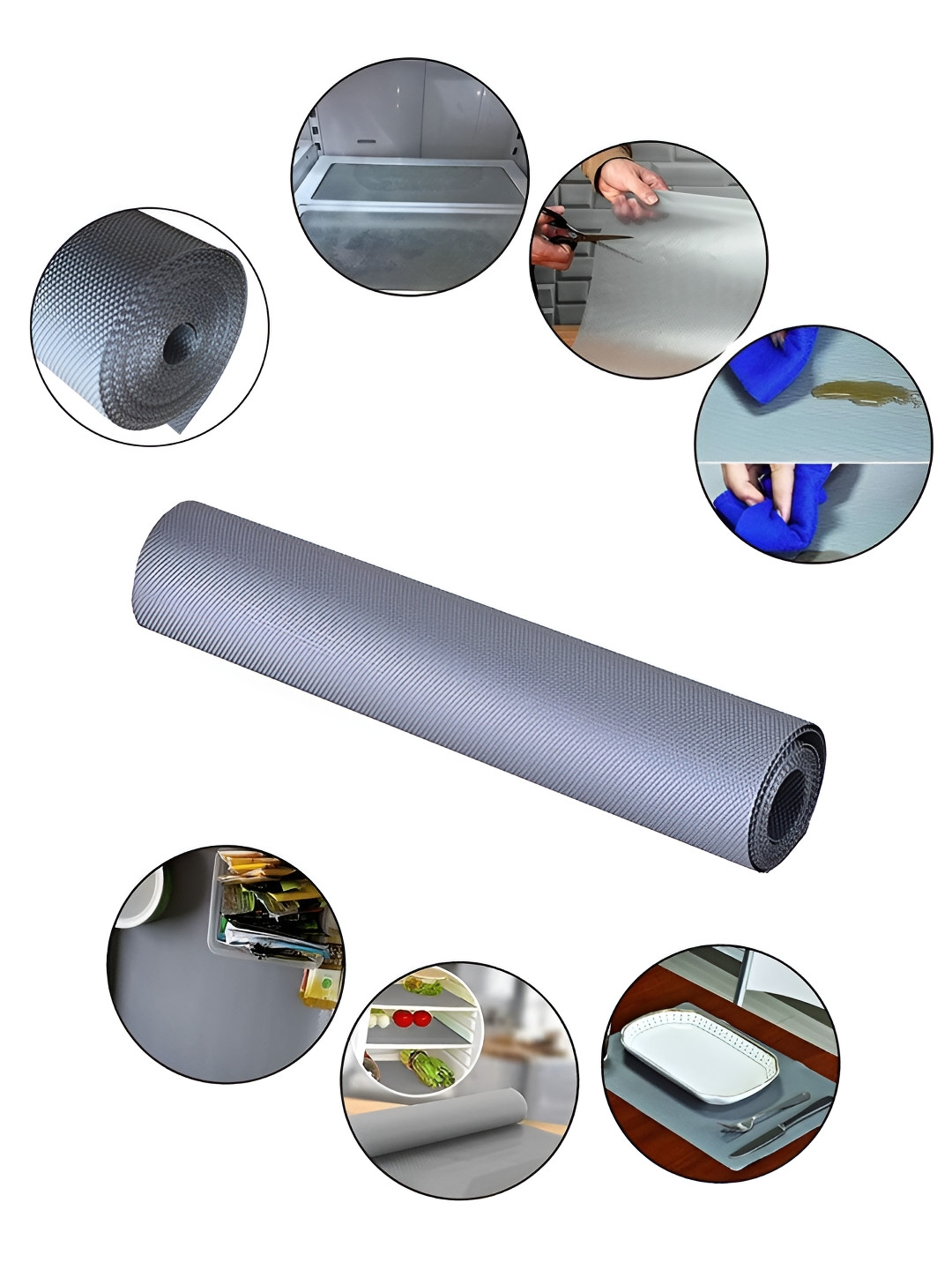 TIED RIBBONS Grey Reusable Anti Skid Drawer Shelf Liner