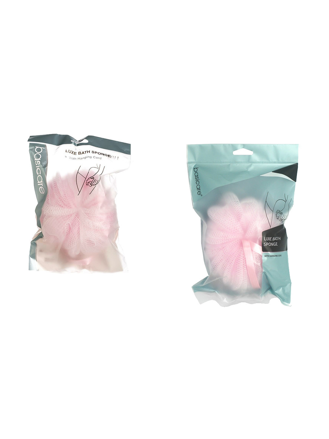 basicare Set Of 2 Pumpkin Bath Sponge With Ribbon - Pink