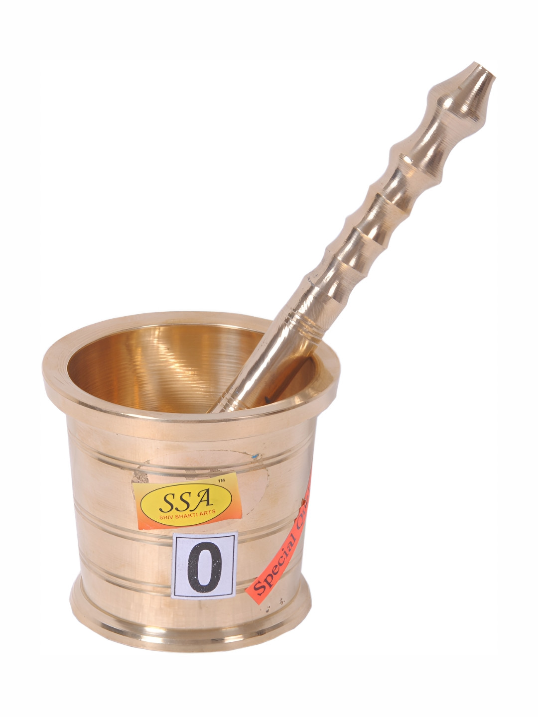 Shivshakti Arts Yellow Brass Mortar and Pestle Set