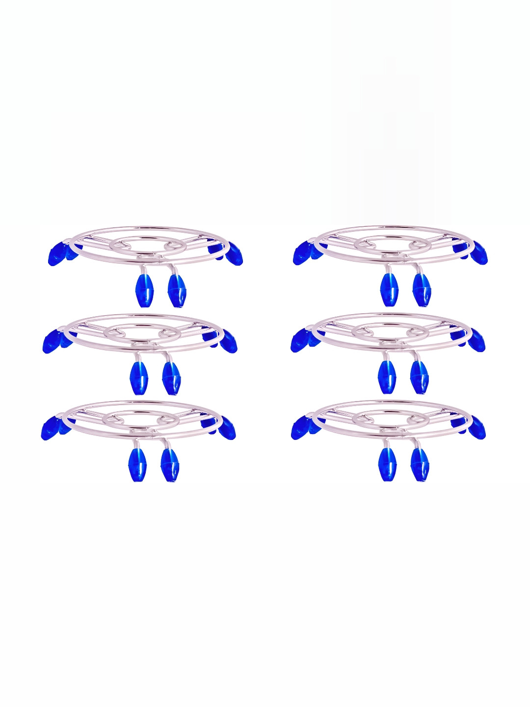 Shivshakti Arts Blue 6 Pcs Stainless Steel Cooker Stand
