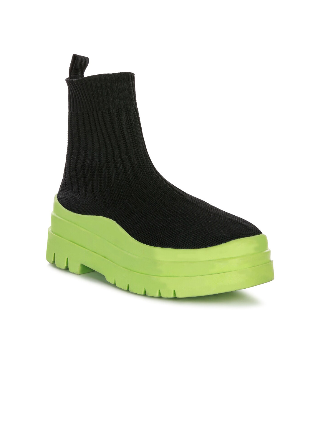 London Rag Women Round Toe Textile Platform-Heeled Chunky Boots