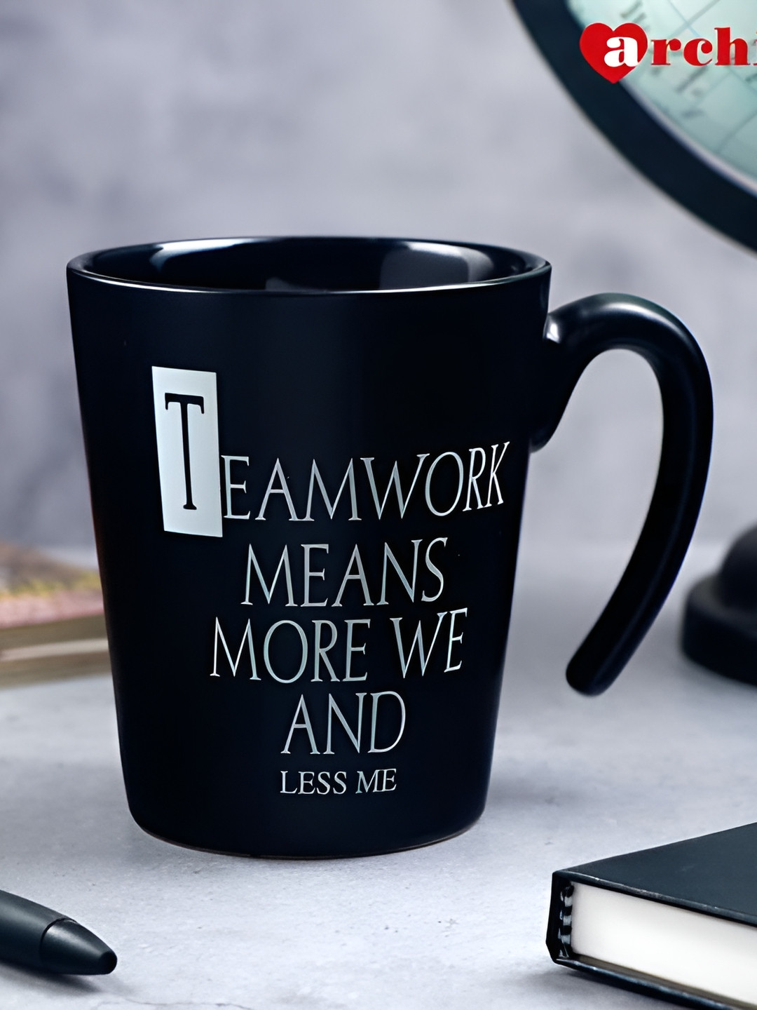 Archies Black Typography Ceramic Microwave Safe Mug-450ml