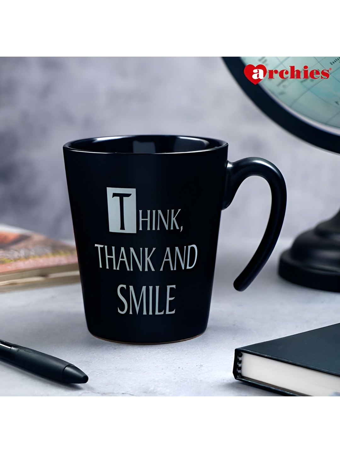 Archies Black Typography Ceramic Microwave Safe Mug-450ml