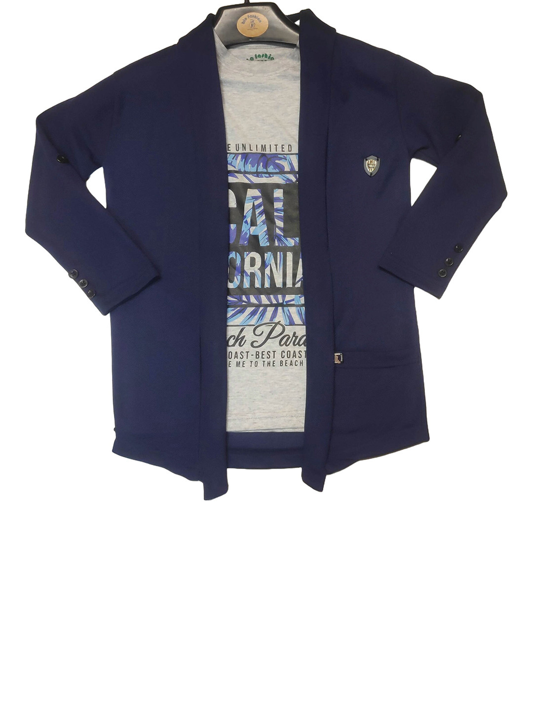 BAESD Boys Cotton Shawl Collar Open Front Blazer With T-Shirt